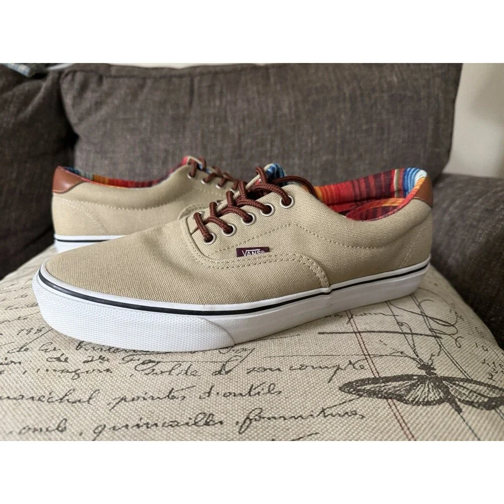Vans Era 59 C&L TC6D Khaki Tan Serape Stripe Lining Men's Size 10 Canvas